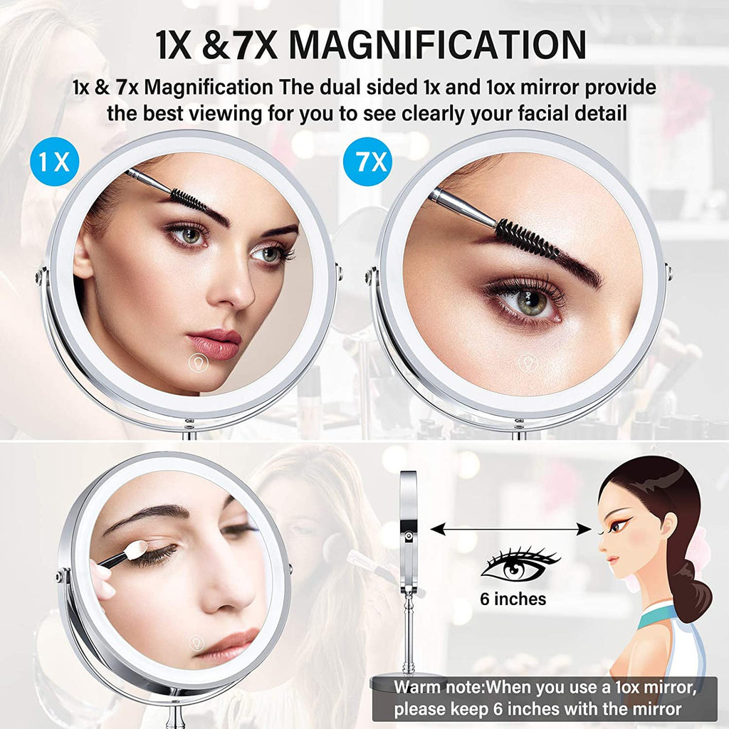 Lighted Vanity Makeup Mirror with 7x Magnification for Precise Application