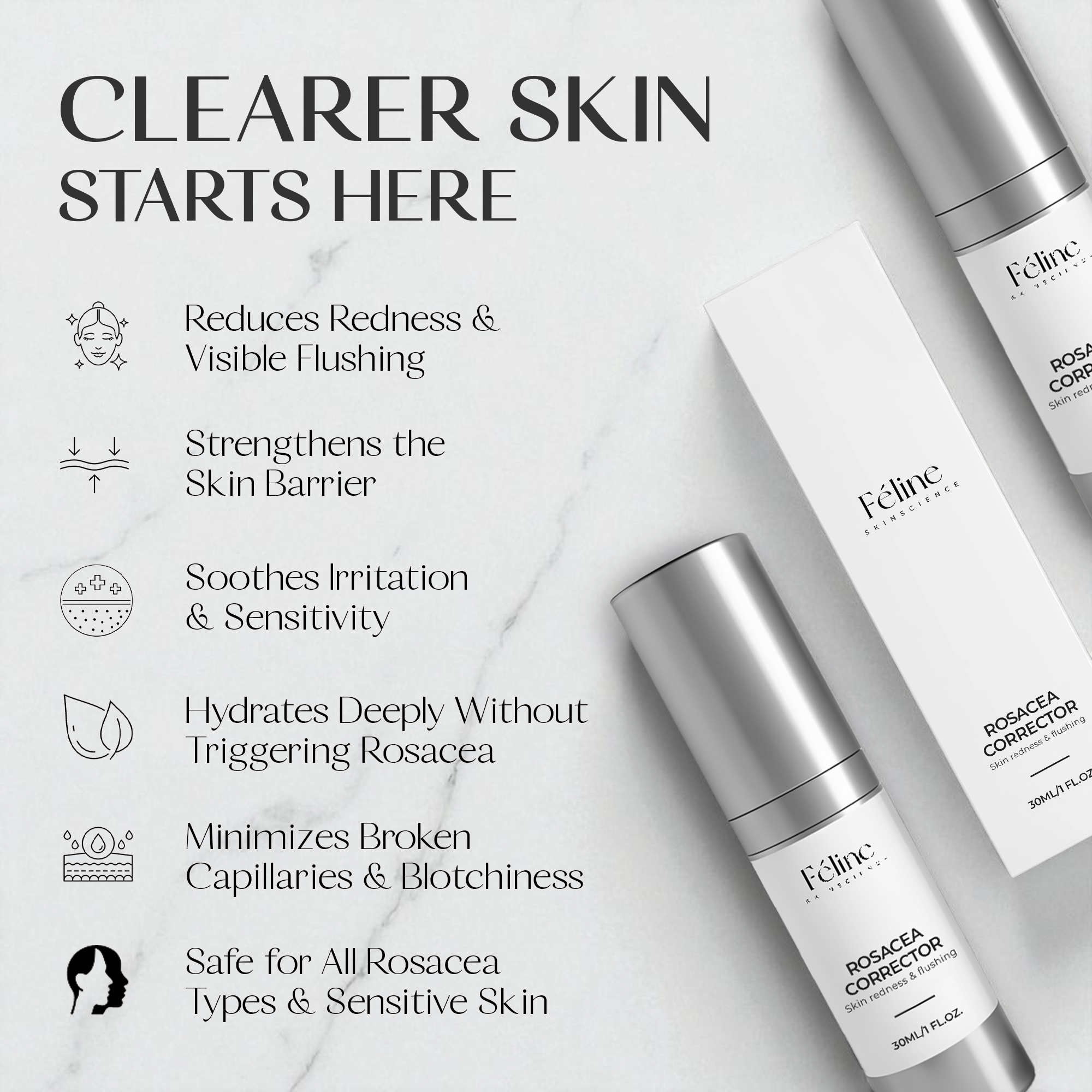 Face Serum for Persistent Redness, Flushing & Sensitive Skin | 1+1 FREE