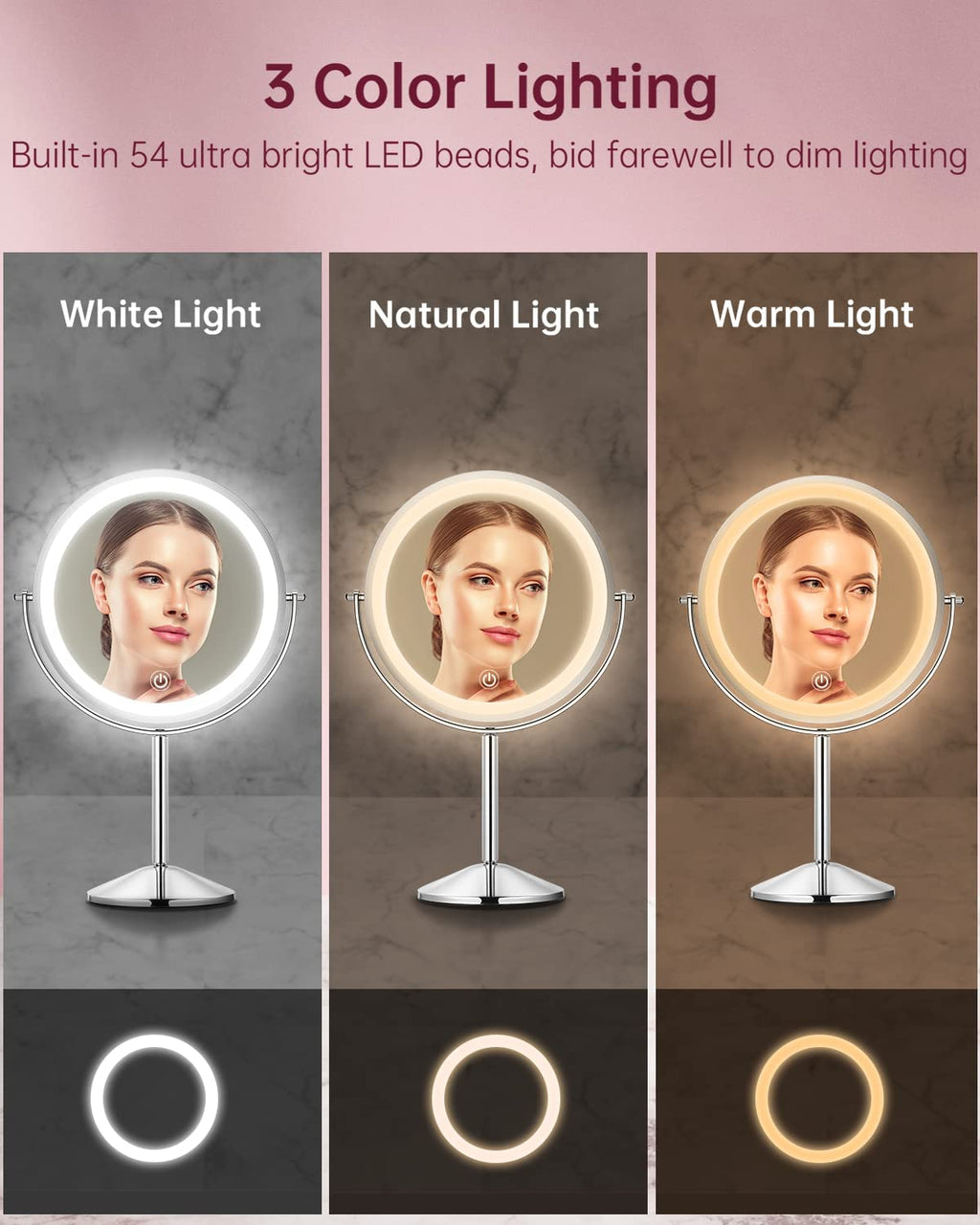 Lighted Vanity Makeup Mirror with 7x Magnification for Precise Application