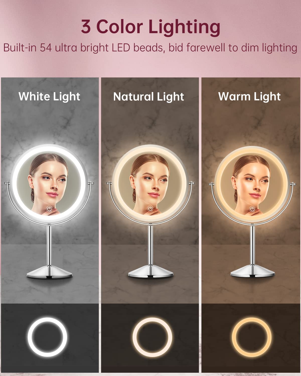 Lighted Vanity Makeup Mirror with 7x Magnification for Precise Application