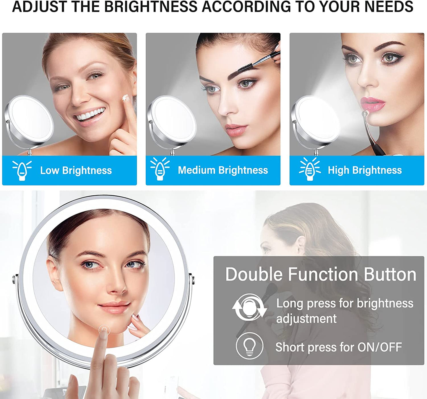 Lighted Vanity Makeup Mirror with 7x Magnification for Precise Application