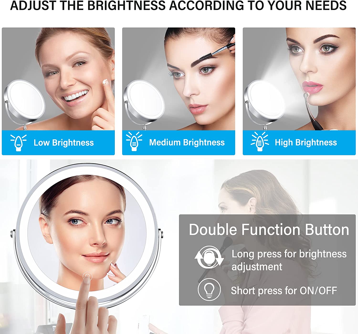 Lighted Vanity Makeup Mirror with 7x Magnification for Precise Application