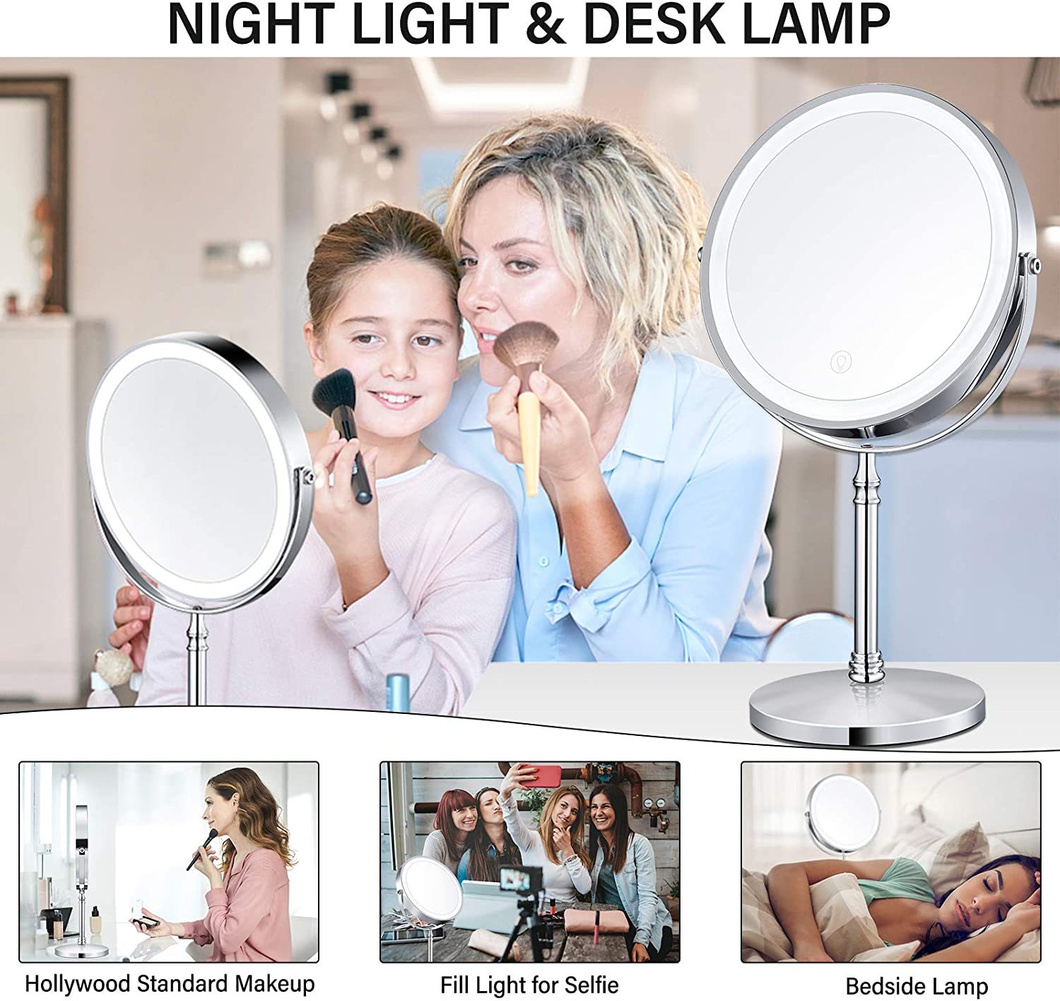 Lighted Vanity Makeup Mirror with 7x Magnification for Precise Application