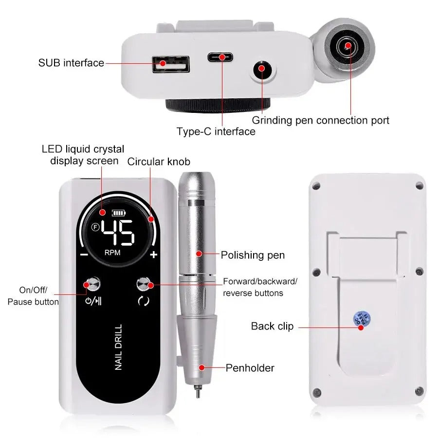 Electric Nail Drill for Gel Nails & Manicure Pedicure